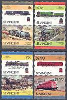 St. Vincent, 1984. Locomotives.Set of 8 Stamps (4 Pairs).